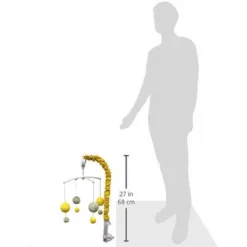 Bacati - Dots/Pin Stripes Musical Mobile Grey/yellow