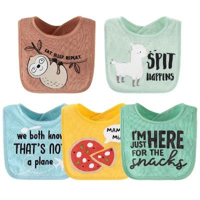 The Peanutshell Hello Sunshine 10-Pack Terry Bibs In Teal, Aqua And Navy 3 The Peanutshell Hello Sunshine 10-Pack Terry Bibs In Teal, Aqua And Navy