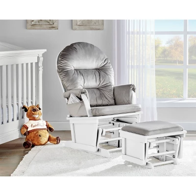 Suite Bebe Madison Glider And Ottoman - White Wood And Gray Fabric 3 Suite Bebe Madison Glider And Ottoman - White Wood And Gray Fabric