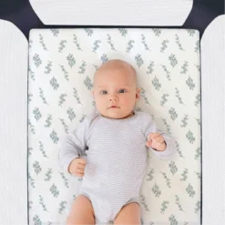 The Peanutshell Fitted Playard Sheets - Farmhouse Floral And Gray Plaid - 2pk