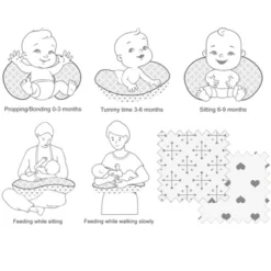 Bacati - 3 Pc Love/Hearts Gray Muslin Hugster Feeding & Infant Support Nursing Pillow With 2 Removable Zippered Covers -Graco Sales GUEST aa49ae25 4d75 49a9 84da d9e39b63a502