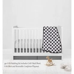 Bacati - Dots Stripes Black/White 3 Pc Crib Bedding Set -Graco Sales GUEST ac4ad297 e3f3 4c10 b540 50ea1cd9f698