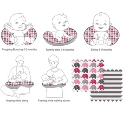 Bacati - 3 Pc Elephants Pink/Gray Hugster Feeding & Infant Support Nursing Pillow With 2 Removable Zippered Covers -Graco Sales GUEST aee97c6c bb9b 4d12 82b5 e51479f8242d