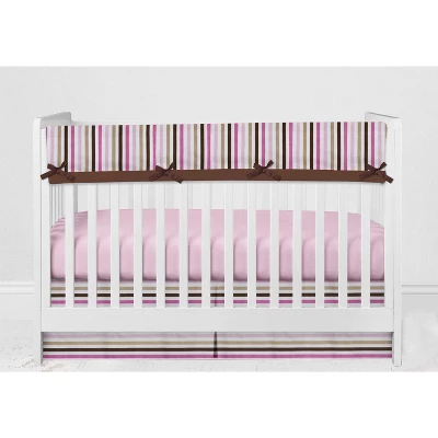 Bacati - Mod Dots Stripes Pink Fuschia Beige Chocolate 6 Pc Crib Bedding Set With Long Rail Guard Cover 8 Bacati - Mod Dots Stripes Pink Fuschia Beige Chocolate 6 Pc Crib Bedding Set With Long Rail Guard Cover - Image 6