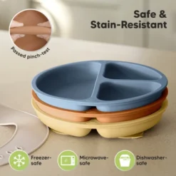 3-Pack Prep Suction Plates For Baby, 100% Silicone Toddler Plates, BPA-Free Divided Baby Plates With Suction -Graco Sales GUEST b29c4911 955e 4ad0 a52d 332fdb19d92a