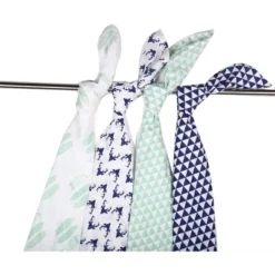 Bacati - Noah Mint/Navy Buck/Feathers/Triangles Muslin Swaddling Blankets Set Of 4 -Graco Sales GUEST b3ae9382 c3b7 4e7a a8bf 591dd60f23e8