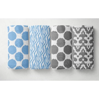 Bacati - Ikat Dots Zebra Blue Grey Muslin Boys 8 Pc Crib Set With Crib Rail Guard 7 Bacati - Ikat Dots Zebra Blue Grey Muslin Boys 8 Pc Crib Set With Crib Rail Guard - Image 5