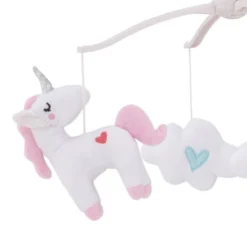 Little Love By NoJo Rainbow Unicorn Musical Mobile With Unicorns And Clouds - Aqua And White
