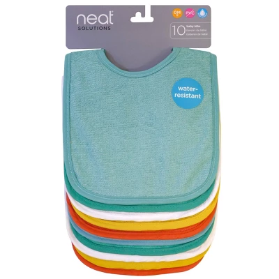 Neat Solutions Water-Resistant Lined Infant Bib Set - Neutral Bright - 10pk 3 Neat Solutions Water-Resistant Lined Infant Bib Set - Neutral Bright - 10pk