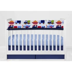 Bacati - Transportation Blue Navy Green Red Orange 10 Pc Crib Bedding Set With Long Rail Guard Cover -Graco Sales GUEST b61a50bf 33d0 4706 8772 1ec0f9aed381