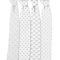 Bacati - LOVE Muslin Swaddling Blankets Set Of 4, Gray/White -Graco Sales GUEST b64a9533 662d 4f51 8e33 e0dcdbceeb99
