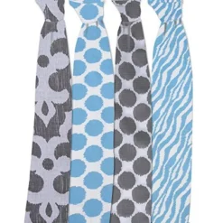 Bacati - Ikat Blue/Gray Swaddling Muslin Blankets Set Of 4 -Graco Sales GUEST b701b235 6b0b 47e3 9096 050682eb0d57