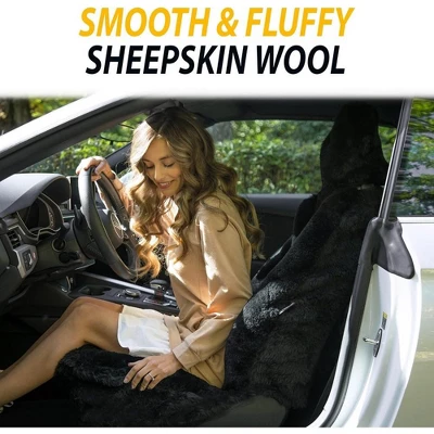 Zone Tech Genuine Sheepskin Black Car Seat Cover, Fluffy Luxury Wool Front Seat Covers, Universal Fits Car, Truck, SUV, & Van 7 Zone Tech Genuine Sheepskin Black Car Seat Cover, Fluffy Luxury Wool Front Seat Covers, Universal Fits Car, Truck, SUV, & Van - Image 5