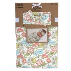 Baby Essentials Wild Floral Swaddle Blanket And Headband Set