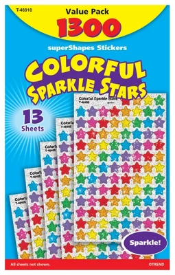 Trend Enterprises SuperShapes Colorful Sparkle Stars Sticker Set, Set Of 1300 3 Trend Enterprises SuperShapes Colorful Sparkle Stars Sticker Set, Set Of 1300