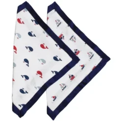 Bacati - Little Sailor Blue/Red Muslin 2 Pc Security Blankets