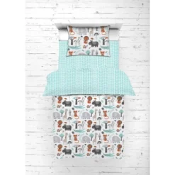 Bacati - Jungle Safari Animals Aqua/Orange/Gray 5 Pc Cotton Toddler Bedding Set -Graco Sales GUEST bbb38ba5 7d33 4c7f 86b4 2eaee992e95a