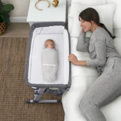 Simmons Kids' Dream Bedside Baby Bassinet Sleeper With Breathable Mesh And Adjustable Heights - Lightweight Portable Crib - Gray -Graco Sales GUEST bc237a79 6892 48df b0c4 657c36e40b2e