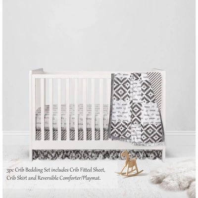 Bacati - Love Gray/Silver 3 Pc Crib Bedding Set 4 Bacati - Love Gray/Silver 3 Pc Crib Bedding Set - Image 2