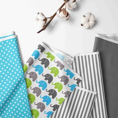 Bacati - Elephants Aqua/Lime/Gray 4 Pc Toddler Bedding Set 3 Bacati - Elephants Aqua/Lime/Gray 4 Pc Toddler Bedding Set