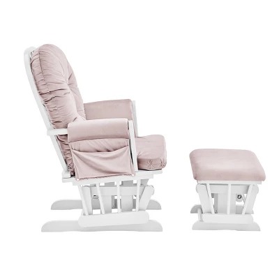 Suite Bebe Mason Glider And Ottoman - White Wood And Pink Fabric 5 Suite Bebe Mason Glider And Ottoman - White Wood And Pink Fabric - Image 3
