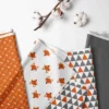 Bacati - Playful Fox Orange Gray 6 Pc Crib Bedding Set With Long Rail Guard Cover