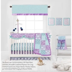 Bacati - Paisley Isabella Purple Lilac Aqua 10 Pc Crib Bedding Set With Long Rail Guard Cover -Graco Sales GUEST bf4d262f fa5c 42b3 b410 eea6aa264dd8