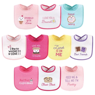 Hudson Baby Infant Girl Cotton Terry Drooler Bibs With Fiber Filling 10pk, Girl Ice Cream, One Size 3 Hudson Baby Infant Girl Cotton Terry Drooler Bibs With Fiber Filling 10pk, Girl Ice Cream, One Size