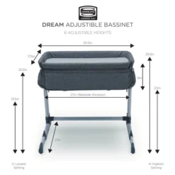 Simmons Kids' Dream Bedside Baby Bassinet Sleeper With Breathable Mesh And Adjustable Heights - Lightweight Portable Crib - Gray -Graco Sales GUEST c10b0cea 85b1 4a85 a54e 4d80afc2b4af