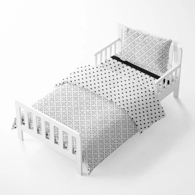 Bacati - Love/Hearts Muslin 4 Pc Toddler Bedding Set, Black 3 Bacati - Love/Hearts Muslin 4 Pc Toddler Bedding Set, Black