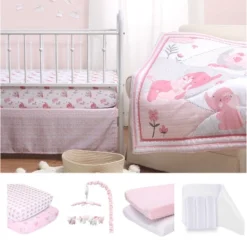 The Peanutshell Pink Elephant Crib Bedding Set, 3pc To 12 Pc, For Girls -Graco Sales GUEST c2f853a8 d37e 439e 8a26 489fe1043016