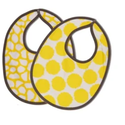 Bacati - Ikat Yellow/Gray Dots/Giraffe Muslin 4 Pc Set Of Bibs & Burp Cloths Set -Graco Sales GUEST c3d90d80 4a68 46b8 ad6c 7724e58a7b73