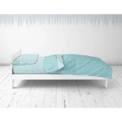 Bacati - Houndstooth/Herringbone Aqua Unisex Muslin 4 Pc Toddler Bedding Set -Graco Sales GUEST c3f35d31 54b0 4059 b47d f676f59280f5