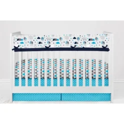 Bacati - Woodlands Forest Animals Aqua/Navy/Grey 10 Pc Crib Bedding Set With Long Rail Guard Cover -Graco Sales GUEST c7208f92 9f44 4f9c 9c5e 83e0095f2782