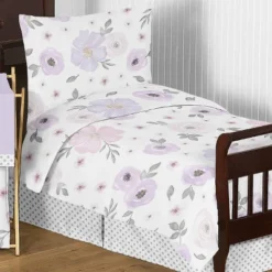 5pc Sweet Jojo Designs Watercolor Floral Toddler Bedding Set Lavender/Gray - Sweet Jojo Designs -Graco Sales GUEST cac5874b f312 4199 82ac 07d4bf6c1548