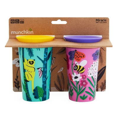 Munchkin Miracle 360° Wild Love Sippy Cup - 2pk - 9oz Total Lemur/Bee 7 Munchkin Miracle 360° Wild Love Sippy Cup - 2pk - 9oz Total Lemur/Bee - Image 5