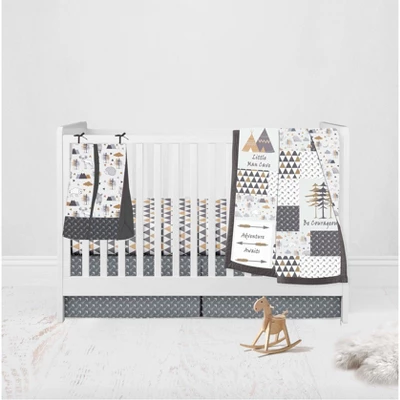 Bacati - Woodlands Forest Animals Beige/Grey 4 Pc Crib Bedding Set With Diaper Caddy 4 Bacati - Woodlands Forest Animals Beige/Grey 4 Pc Crib Bedding Set With Diaper Caddy - Image 2