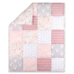 The Peanutshell Meadow Baby Crib Bedding Set - Pink Floral - 3pc