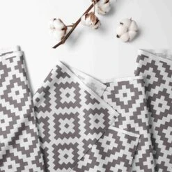 Bacati - Gray Aztec Print Diamonds 100 Percent Cotton Universal Baby US Standard Crib Or Toddler Bed Fitted Sheet