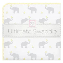SwaddleDesigns Ultimate Swaddle Blanket - Elephant Pastel Yellow