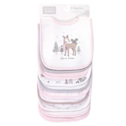 Hudson Baby Infant Girl Cotton Bibs 10pk, Winter Forest, One Size