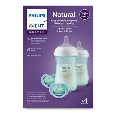 Philips Avent Natural Baby Bottle With Natural Response Nipple Baby Gift Set - Teal - 4pc 3 Philips Avent Natural Baby Bottle With Natural Response Nipple Baby Gift Set - Teal - 4pc