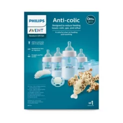 Philips Avent Anti-Colic Baby Bottle With AirFree Vent Newborn Gift Set With Snuggle - Blue - 8pc