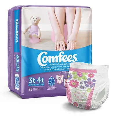 Comfees Toddler Training Pants, Moderate Absorbency, Size 3T-4T, 23 Count, 6 Packs, 138 Total 3 Comfees Toddler Training Pants, Moderate Absorbency, Size 3T-4T, 23 Count, 6 Packs, 138 Total
