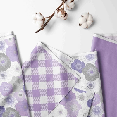 Bacati - Watercolor Floral Purple Gray 4 Pc Crib Bedding Set With Diaper Caddy 3 Bacati - Watercolor Floral Purple Gray 4 Pc Crib Bedding Set With Diaper Caddy