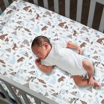 Lambs & Ivy Big Sky Blue/Brown Woodland Animals 4-Piece Baby Crib Bedding Set 5 Lambs & Ivy Big Sky Blue/Brown Woodland Animals 4-Piece Baby Crib Bedding Set - Image 3