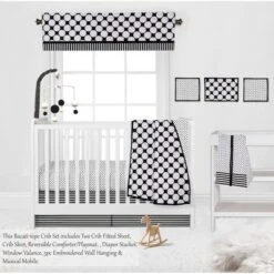 Bacati - Dots Stripes Black/White 10 Pc Crib Bedding Set With 2 Crib Fitted Sheets -Graco Sales GUEST dc0ec58f 0c0b 4a2b 8a1f eac553c4400c