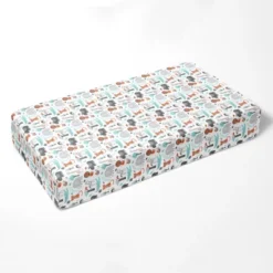 Bacati - Safari Animals Allover Print Aqua Orange Gray 100 Percent Cotton Universal Baby US Standard Crib Or Toddler Bed Fitted Sheet -Graco Sales GUEST ddecd436 9192 4f9b aa85 c7d1d74734a1