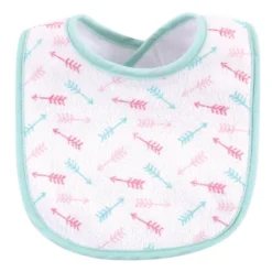 Luvable Friends Baby Girl Cotton Terry Bibs 10pk, Girl Elephant Damask, One Size