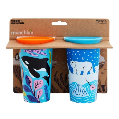 Munchkin Miracle 360° Wild Love Sippy Cup - 2pk - 9oz Orca/Polar 7 Munchkin Miracle 360° Wild Love Sippy Cup - 2pk - 9oz Orca/Polar - Image 5